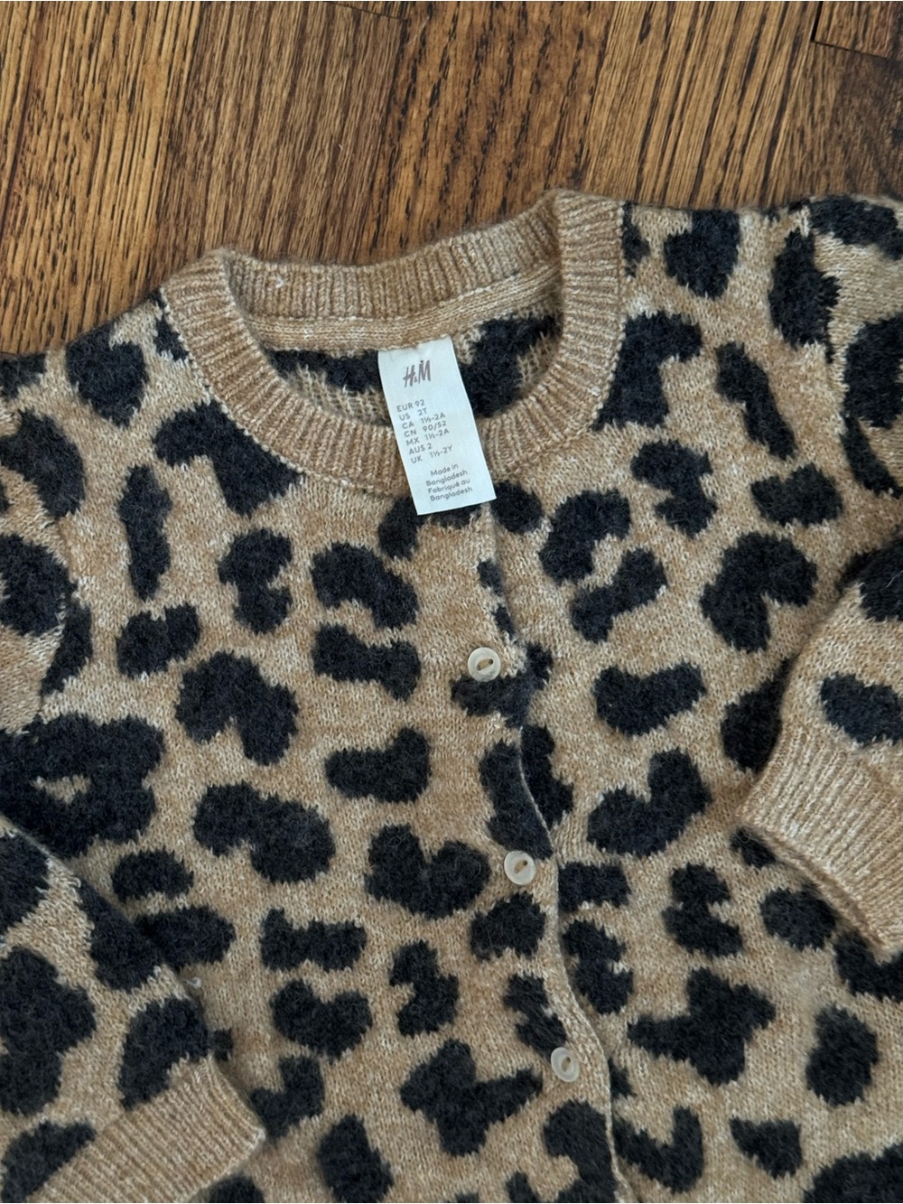 H&M Girls Leopard Print Cardigan - 2T